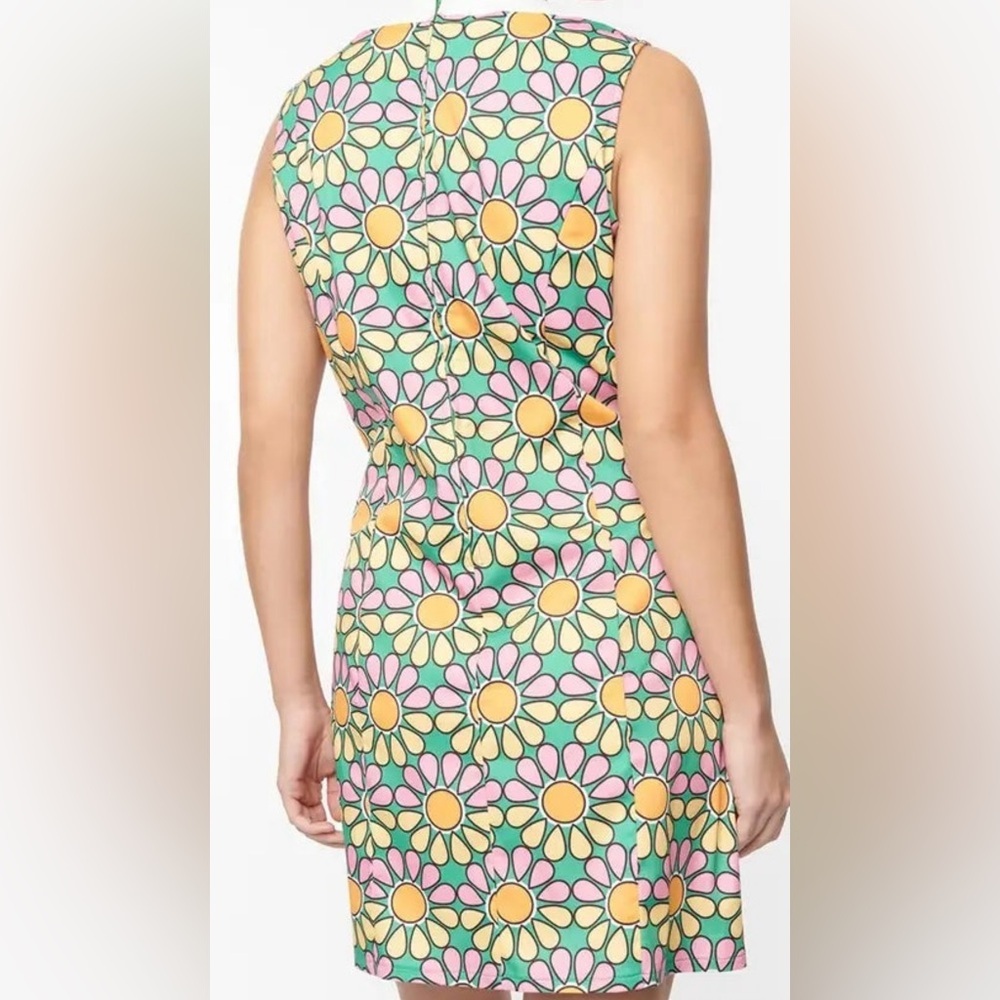 Smak Parlour Green & Pink Mod Daisy Mini Dress | 60s Style | NWT | Medium - Picture 4 of 5